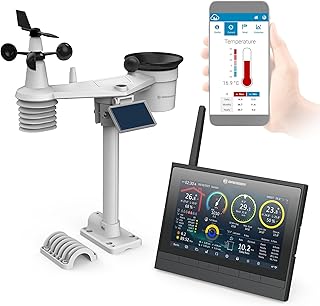 Bresser 9-in-1 MeteoChamp HD WiFi Weather Station with Solar Powered Multisensor, Air Quality Display, Heat Stress Index, Data Storage