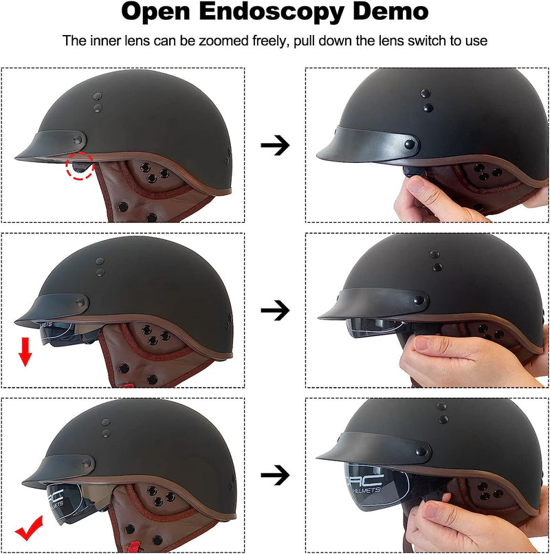 Casco Moto Adulto, Casco Semi Aperto Con Visiera. Casco Per Scooter Atv Casco, Casco Di Sicurezza Certificato ECE