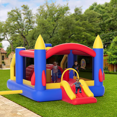 Castello Gonfiabile per Esterni, Trampolino da Gioco Con Ventilatore, Scivolo e Borsa di Stoccaggio - per Giardino Familiare 408 x 240 x 245 cm