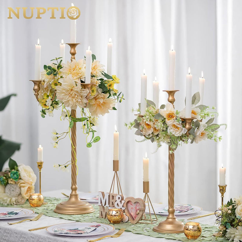 Nuptio Candelabro da Terra Oro: 53cm Candelabri Vintage In Metallo per Centro Tavola Candleardra Antico Portacandele, Ricevimento Matrimonio Compleanno Anniversario Vacanza Decorazione Camino