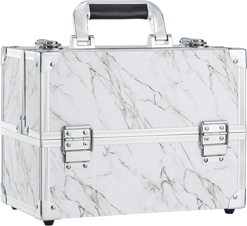 Valigetta Trucchi Professionale Beauty case da viaggio Porta Trucchi Grande Valigetta Per Cosmetici Vanity Case Valigetta Unghie Valigetta Manicure Valigetta Estetista con serratura, Marmo