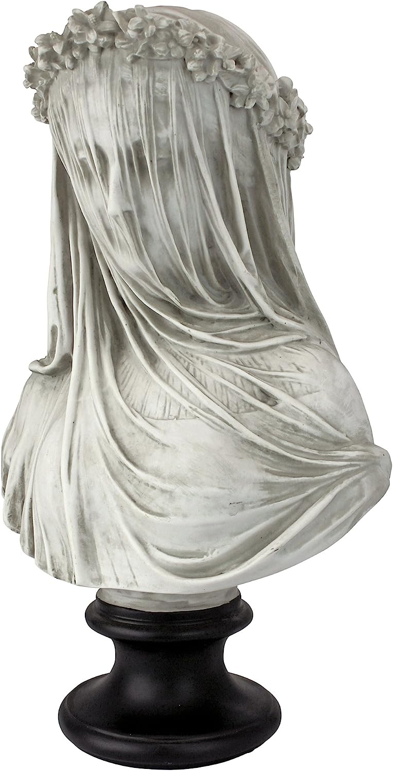 Design Toscano NG31524 Busto Scultoreo Fanciulla Velato, Bianco, 15x23x35.5 cm