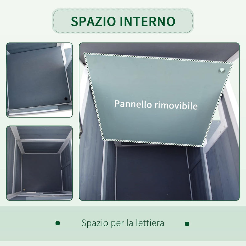 Cuccia per Gatti in Legno Impermeabile su 2 Piani, con Tetto Apribile, 51cm x 51cm x 81.3cm