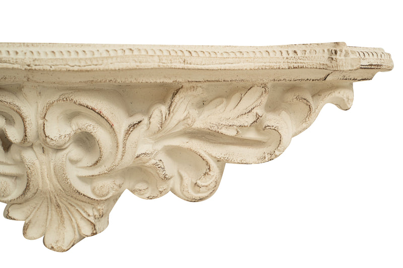 Biscottini MENSOLA A MURO IN LEGNO FINITURA BIANCA ANTICATA L45XPR12,5XH14 cm MADE IN ITALY