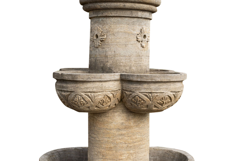 Biscottini Fontana con 8 Vasche in Pietra, L90xPR90xH160 cm Elegante otto giardino.