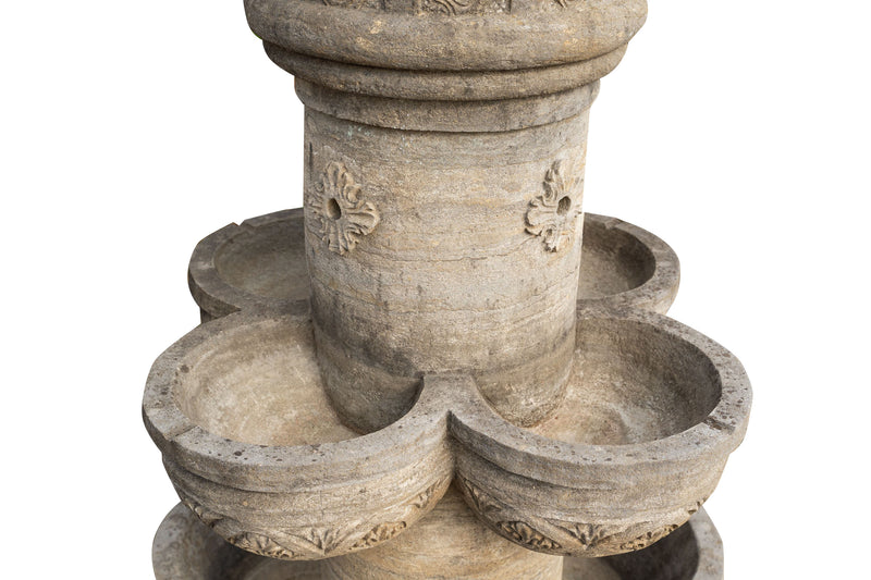 Biscottini Fontana con 8 Vasche in Pietra, L90xPR90xH160 cm Elegante otto giardino.