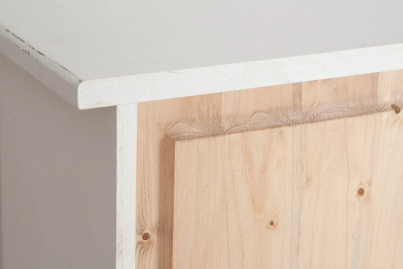 Biscottini Stipetto Country in legno massello di tiglio finitura bianca anticata L40xPR25xH98 cm. Made in Italy