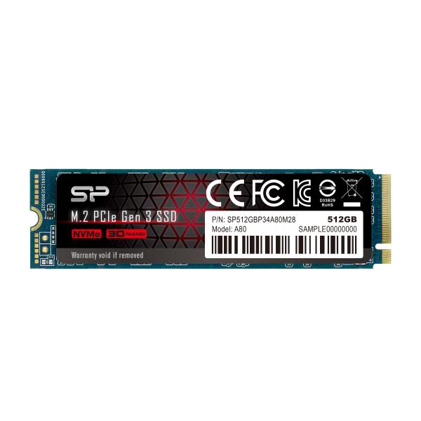 Silicon Power P34A80 512 GB M.2 PCI Express 3.0 NVMe SLC (SILICON POWER P34A80 - 512GB - PCI Exp)