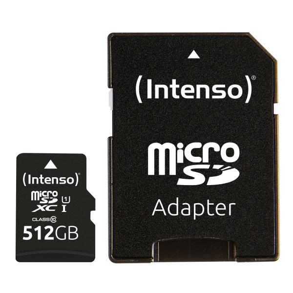 INTENSO MEMORY CARD MICRO SD 512GB UHS-I PREMIUM Up to 90 Mb/s