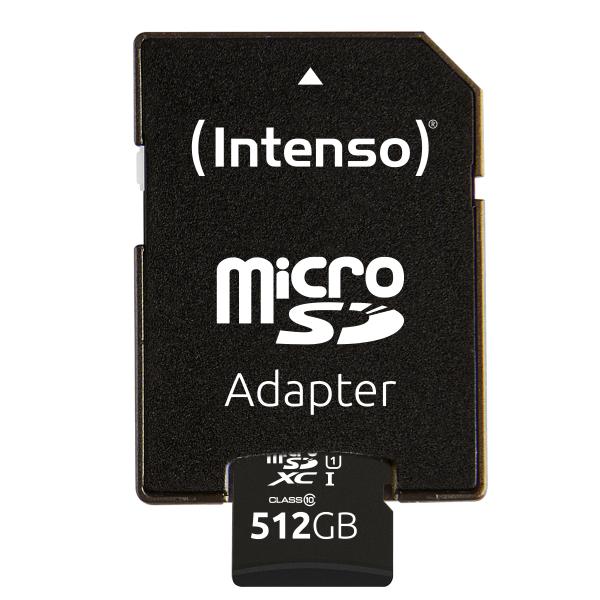 INTENSO MEMORY CARD MICRO SD 512GB UHS-I PREMIUM Up to 90 Mb/s