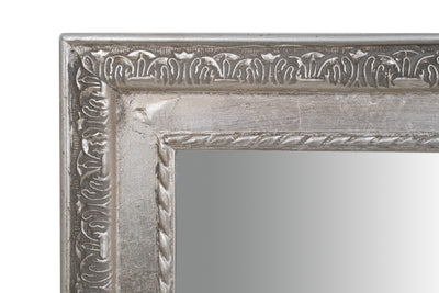 Biscottini Specchio Specchiera da parete e appendere verticale/orizzontale L35xPR4xH82 cm finitura foglia argento anticato.
