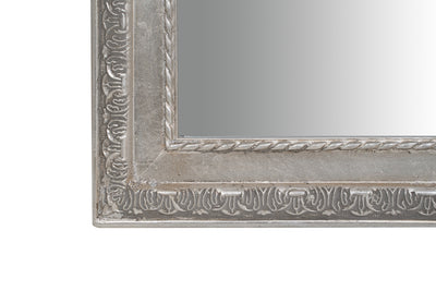 Biscottini Specchio Specchiera da parete e appendere verticale/orizzontale L35xPR4xH82 cm finitura foglia argento anticato.