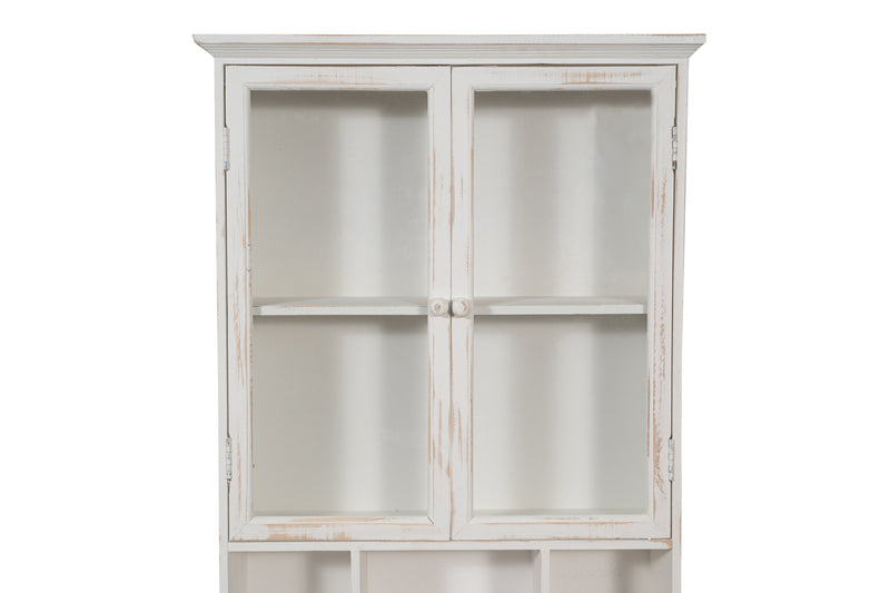 Biscottini VETRINETTA BACHECA IN LEGNO FINITURA BIANCA ANTICATA L60XPR18XH89 CM STILE SHABBY