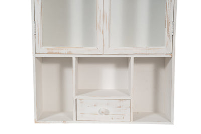 Biscottini VETRINETTA BACHECA IN LEGNO FINITURA BIANCA ANTICATA L60XPR18XH89 CM STILE SHABBY