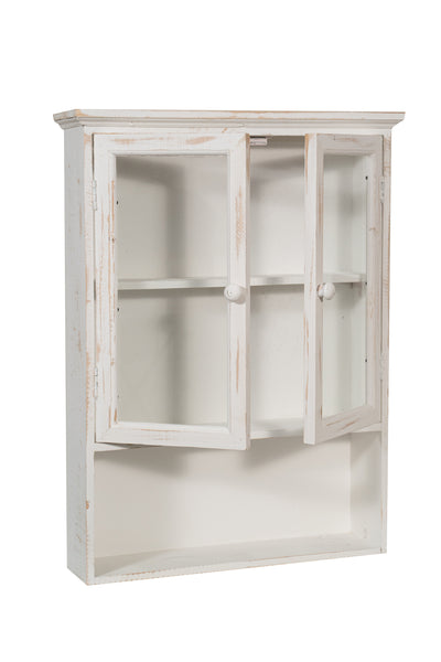 Biscottini VETRINETTA BACHECA IN LEGNO FINITURA BIANCA ANTICATA L48XPR12XH63 CM STILE SHABBY