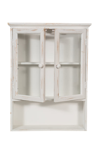 Biscottini VETRINETTA BACHECA IN LEGNO FINITURA BIANCA ANTICATA L48XPR12XH63 CM STILE SHABBY