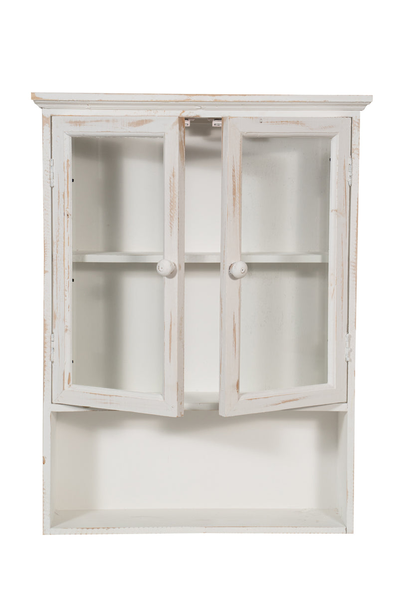 Biscottini VETRINETTA BACHECA IN LEGNO FINITURA BIANCA ANTICATA L48XPR12XH63 CM STILE SHABBY