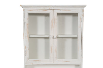 Biscottini VETRINETTA BACHECA IN LEGNO FINITURA BIANCA ANTICATA L48XPR12XH63 CM STILE SHABBY