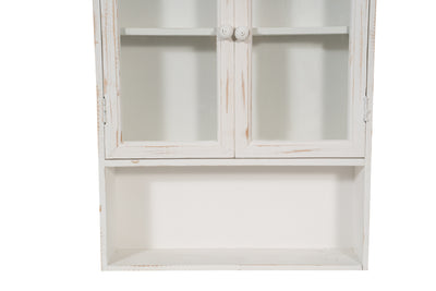 Biscottini VETRINETTA BACHECA IN LEGNO FINITURA BIANCA ANTICATA L48XPR12XH63 CM STILE SHABBY