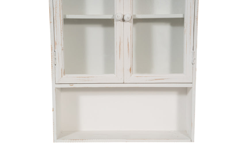 Biscottini VETRINETTA BACHECA IN LEGNO FINITURA BIANCA ANTICATA L48XPR12XH63 CM STILE SHABBY