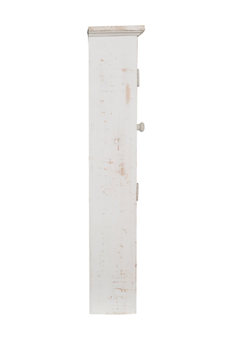 Biscottini VETRINETTA BACHECA IN LEGNO FINITURA BIANCA ANTICATA L48XPR12XH63 CM STILE SHABBY