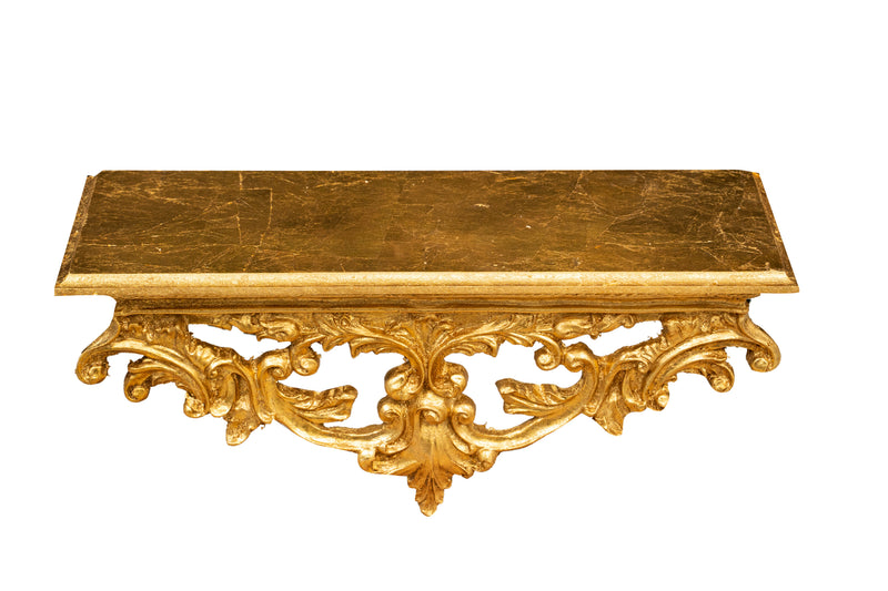 Biscottini MENSOLA A MURO IN LEGNO FINITURA FOGLIA ORO ANTICATO L46XPR17XH22 CM MADE IN ITALY