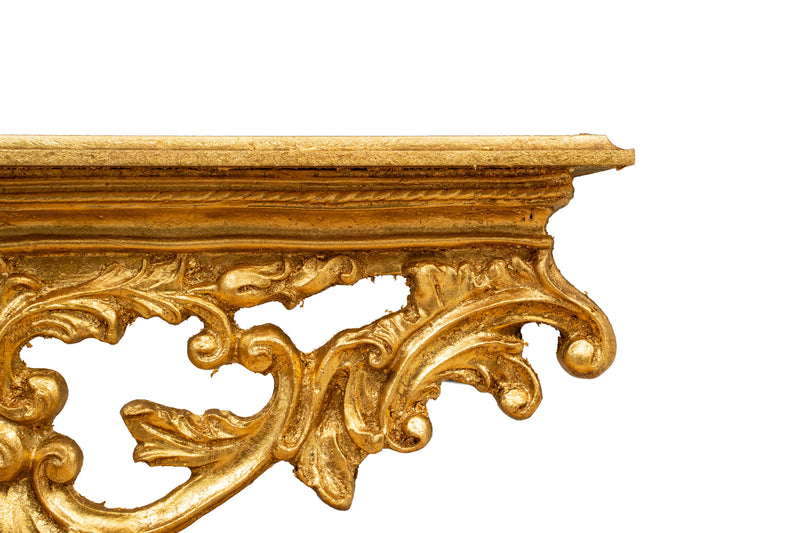 Biscottini MENSOLA A MURO IN LEGNO FINITURA FOGLIA ORO ANTICATO L46XPR17XH22 CM MADE IN ITALY