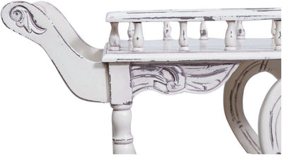 Biscottini Carrello bar in legno massello di mogano finitura bianca anticata 71x46x72 cm