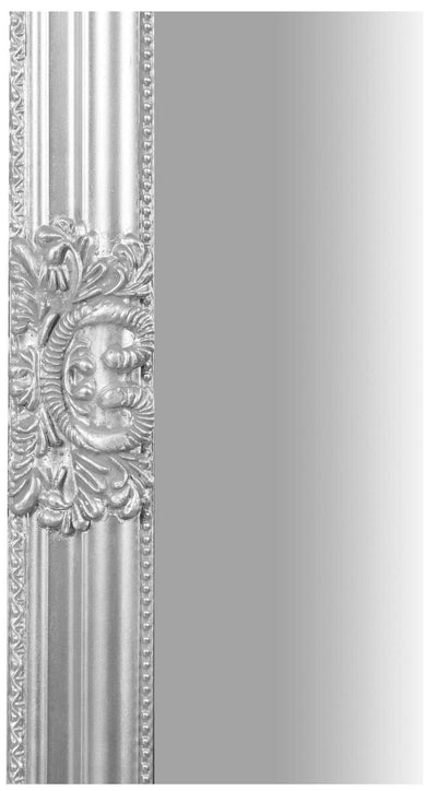Biscottini Specchio Specchiera da parete e appendere verticale/orizzontale L72xPR4xH180 cm finitura foglia argento anticato.