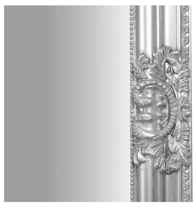 Biscottini Specchio Specchiera da parete e appendere verticale/orizzontale L72xPR4xH180 cm finitura foglia argento anticato.