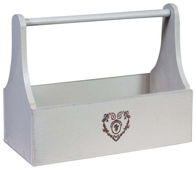 Biscottini Set di due contenitori Shabby in legno finitura bianca anticata 31x17x27 + 38x14x22 cm