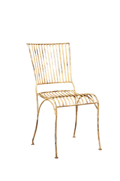 Biscottini Sedia in ferro battuto da esterno da giardino da pranzo finitura bianca anticata