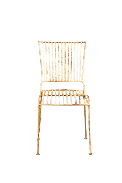 Biscottini Sedia in ferro battuto da esterno da giardino da pranzo finitura bianca anticata