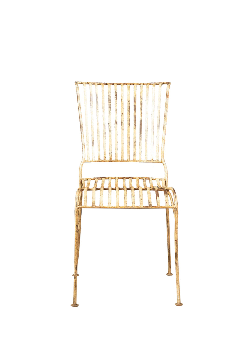 Biscottini Sedia in ferro battuto da esterno da giardino da pranzo finitura bianca anticata