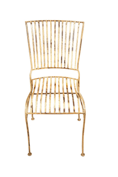 Biscottini Sedia in ferro battuto da esterno da giardino da pranzo finitura bianca anticata