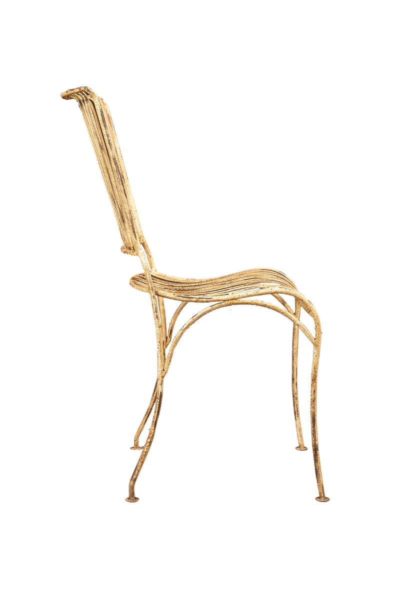 Biscottini Sedia in ferro battuto da esterno da giardino da pranzo finitura bianca anticata