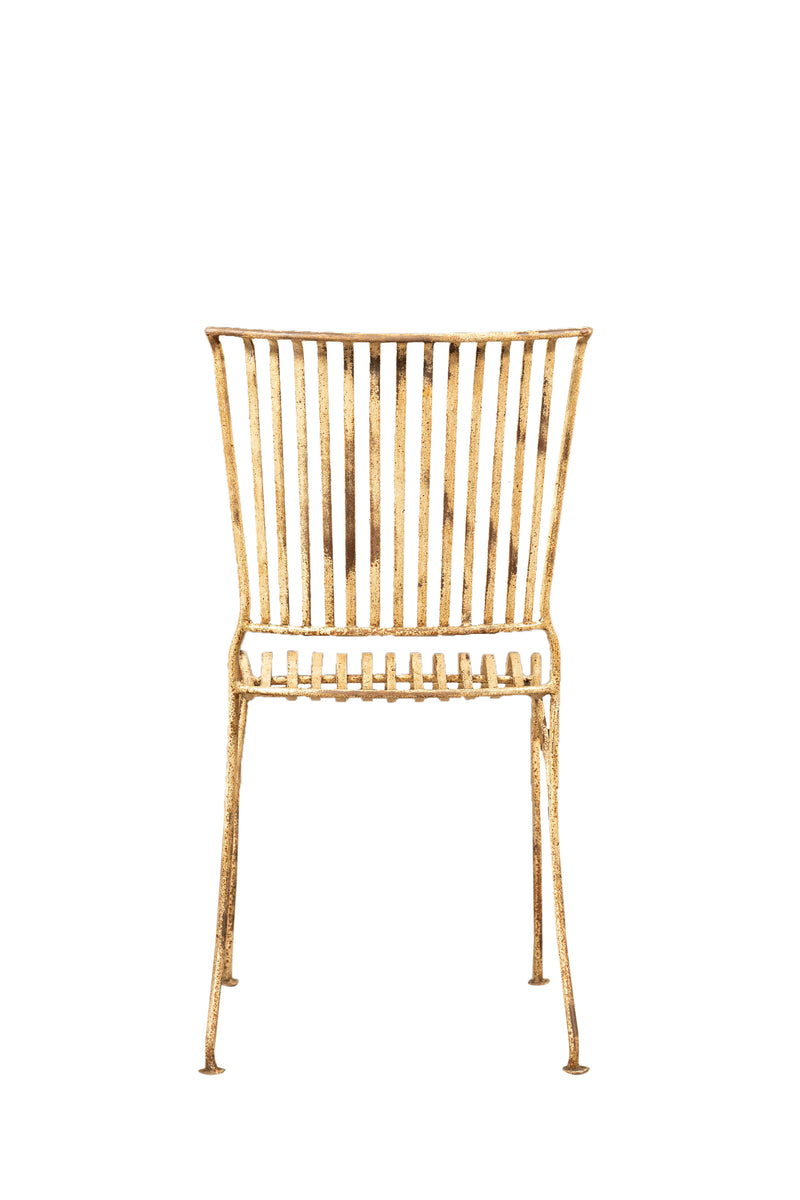 Biscottini Sedia in ferro battuto da esterno da giardino da pranzo finitura bianca anticata