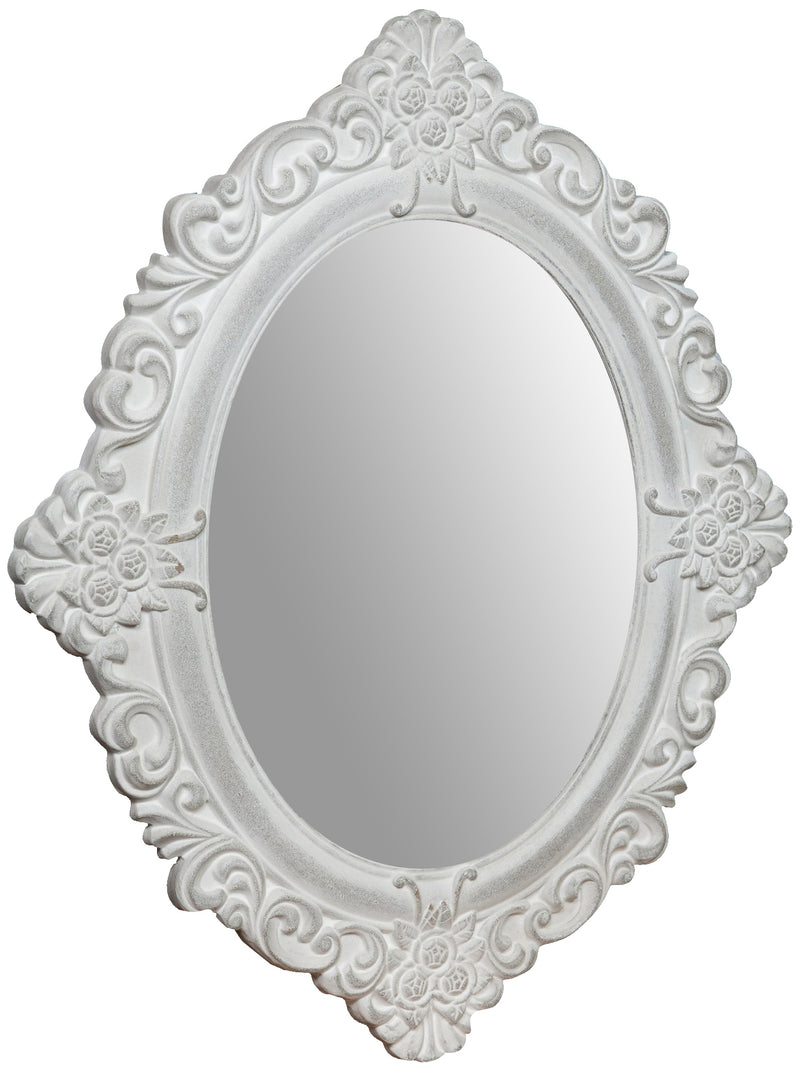 Biscottini Specchiera da appendere finitura bianco anticato Made in Italy