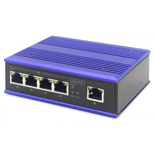 Digitus Switch di rete gigabit a 4 porte, industriale, non gestito, 1 uplink RJ45 (Ind.5-Port Gigabit Switch)