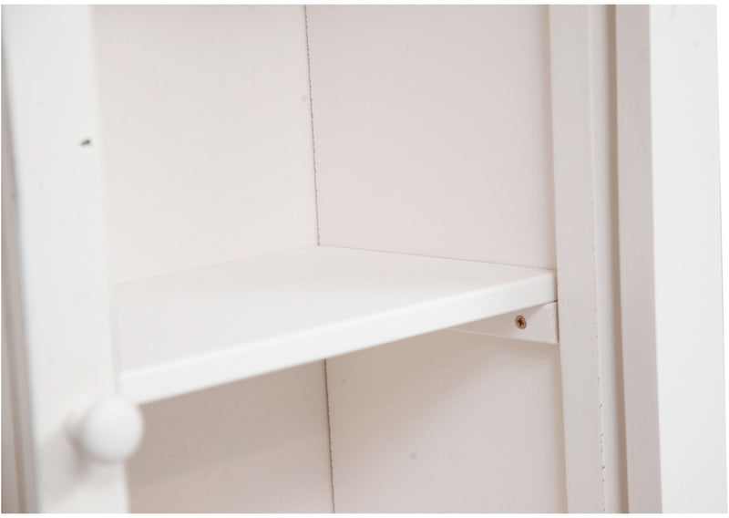 Biscottini Vetrina Credenza Country in legno massello di tiglio finitura bianca anticata L68xPR25xH130 cm. Made in Italy