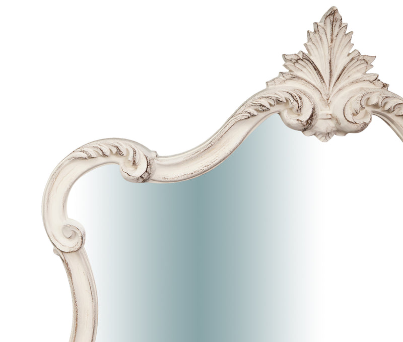 Biscottini Specchiera da parete in legno finitura bianco anticato L71XPR5XH82 cm Made in Italy