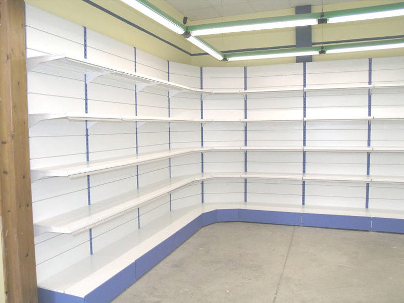 Arredo negozi scaffalatura metallica verniciata modulo a parete cm. 80x30x300h