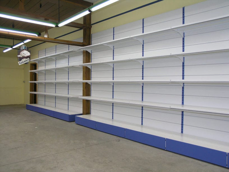 Arredo negozi scaffalatura metallica verniciata modulo a parete cm. 80x30x300h