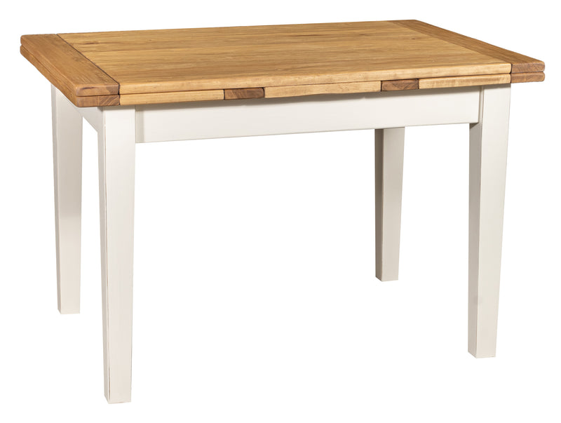 Biscottini Tavolo allungabile Country legno massello di tiglio con struttura bianca anticata piano naturale. Made in Italy