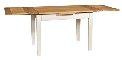 Biscottini Tavolo allungabile Country legno massello di tiglio con struttura bianca anticata piano naturale. Made in Italy