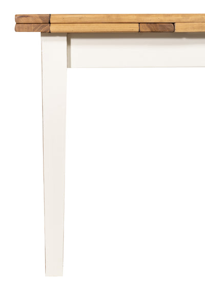 Biscottini Tavolo allungabile Country legno massello di tiglio con struttura bianca anticata piano naturale. Made in Italy