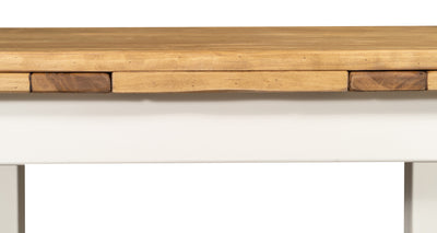 Biscottini Tavolo allungabile Country legno massello di tiglio con struttura bianca anticata piano naturale. Made in Italy