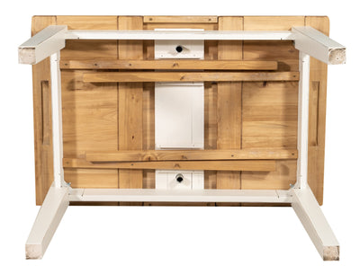 Biscottini Tavolo allungabile Country legno massello di tiglio con struttura bianca anticata piano naturale. Made in Italy