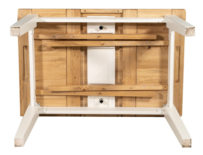 Biscottini Tavolo allungabile Country legno massello di tiglio con struttura bianca anticata piano naturale. Made in Italy