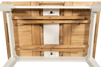 Biscottini Tavolo allungabile Country legno massello di tiglio con struttura bianca anticata piano naturale. Made in Italy